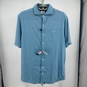 Johnnie O Hangin Out Crouch Shirt Mens S Cay Blue Button Up Comfort Summer NWT